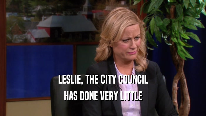 LESLIE, THE CITY COUNCIL HAS DONE VERY LITTLE 