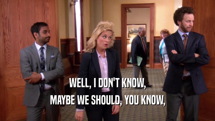WELL, I DON'T KNOW, MAYBE WE SHOULD, YOU KNOW, 