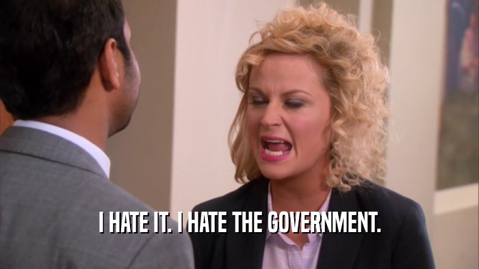 I HATE IT. I HATE THE GOVERNMENT.  