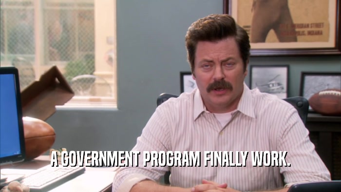 A GOVERNMENT PROGRAM FINALLY WORK.  