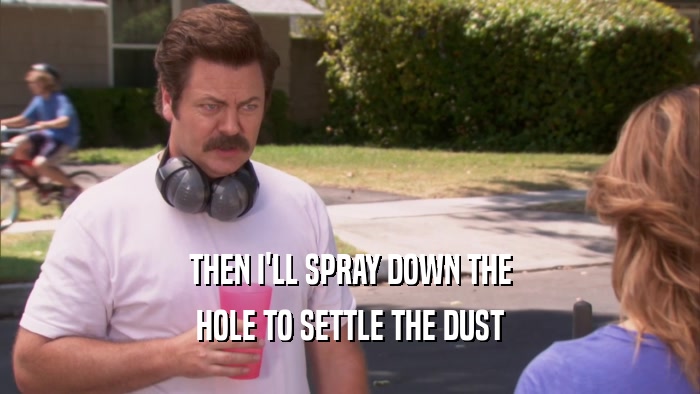 THEN I'LL SPRAY DOWN THE HOLE TO SETTLE THE DUST 
