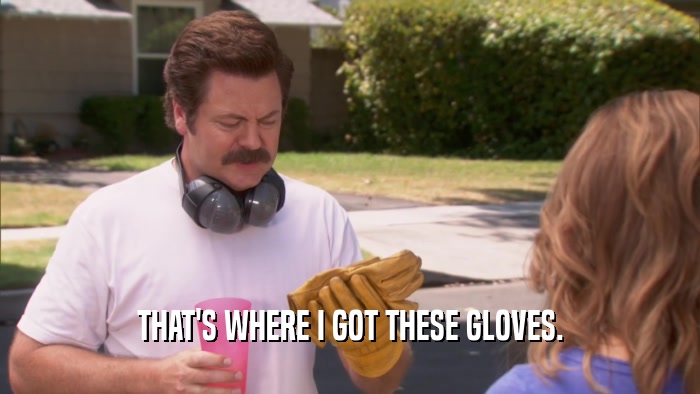THAT'S WHERE I GOT THESE GLOVES.  