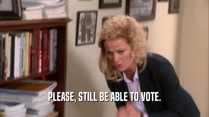 PLEASE, STILL BE ABLE TO VOTE.  