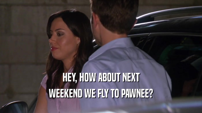 HEY, HOW ABOUT NEXT WEEKEND WE FLY TO PAWNEE? 
