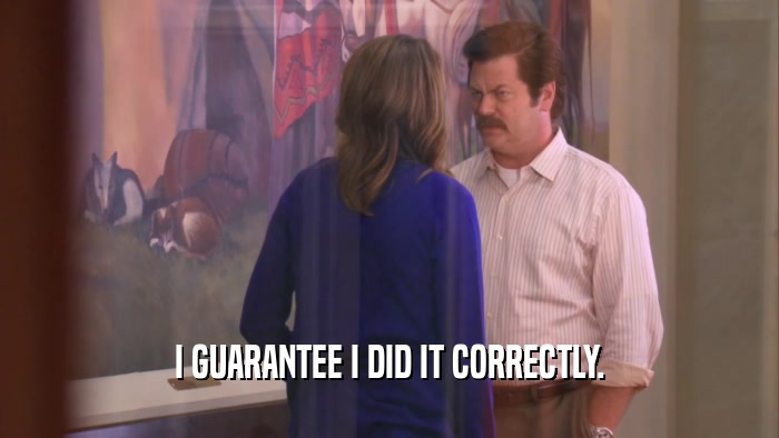 I GUARANTEE I DID IT CORRECTLY.  