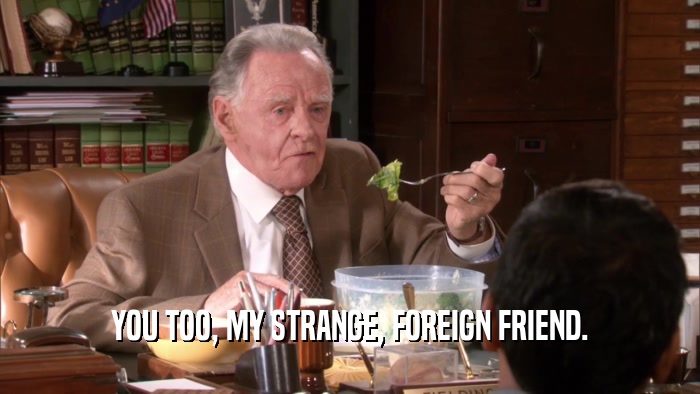 YOU TOO, MY STRANGE, FOREIGN FRIEND.  