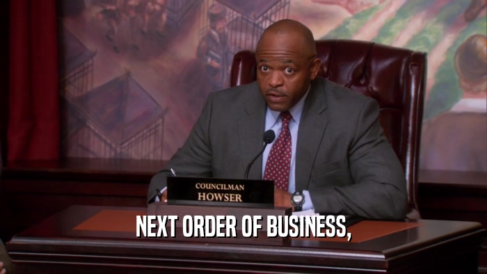 NEXT ORDER OF BUSINESS,  