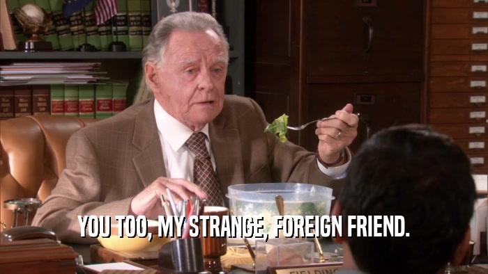 YOU TOO, MY STRANGE, FOREIGN FRIEND.  