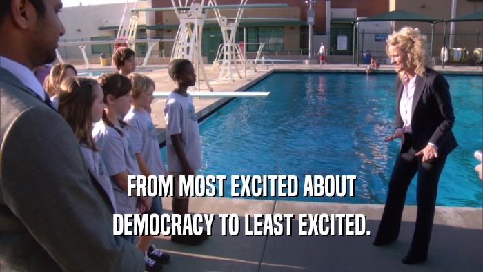 FROM MOST EXCITED ABOUT DEMOCRACY TO LEAST EXCITED. 