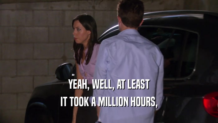 YEAH, WELL, AT LEAST IT TOOK A MILLION HOURS, 