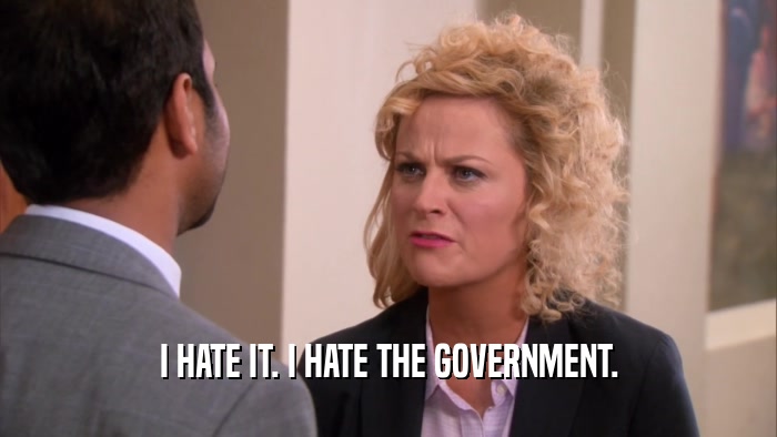 I HATE IT. I HATE THE GOVERNMENT.  