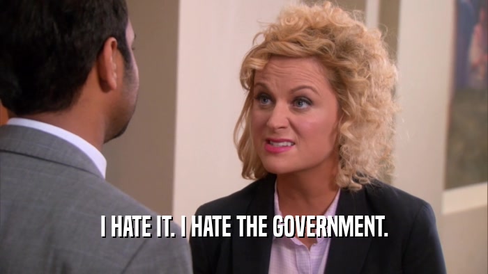 I HATE IT. I HATE THE GOVERNMENT.  
