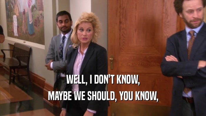 WELL, I DON'T KNOW, MAYBE WE SHOULD, YOU KNOW, 