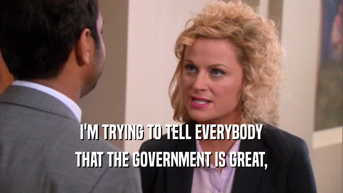 I'M TRYING TO TELL EVERYBODY THAT THE GOVERNMENT IS GREAT, 