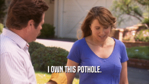 I OWN THIS POTHOLE.  