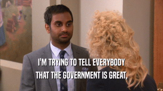 I'M TRYING TO TELL EVERYBODY
 THAT THE GOVERNMENT IS GREAT,
 