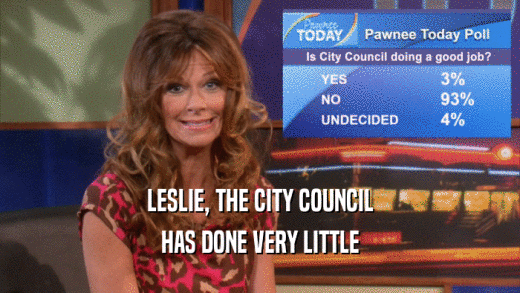 LESLIE, THE CITY COUNCIL HAS DONE VERY LITTLE 