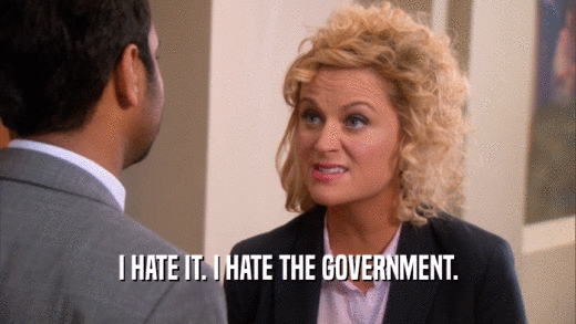 I HATE IT. I HATE THE GOVERNMENT.  