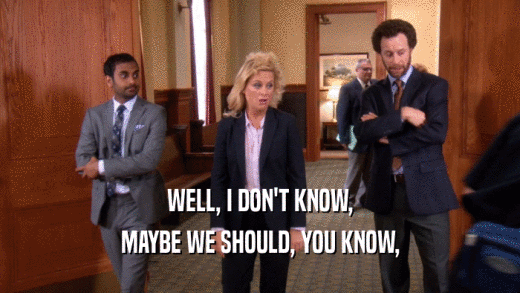 WELL, I DON'T KNOW, MAYBE WE SHOULD, YOU KNOW, 