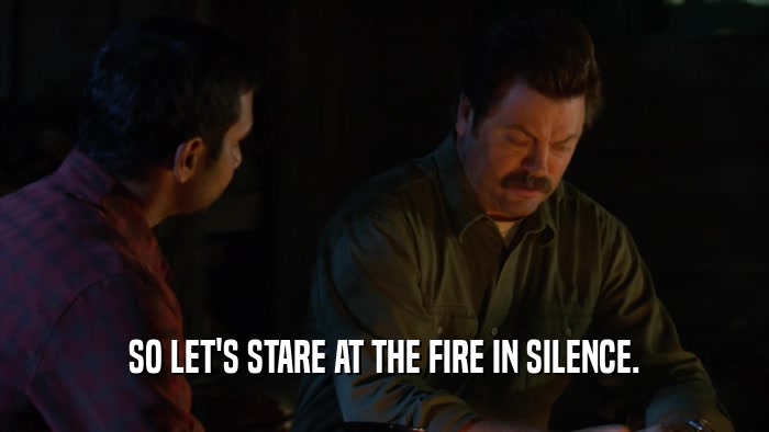 SO LET'S STARE AT THE FIRE IN SILENCE.  