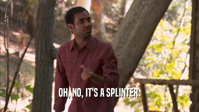 OH, NO, IT'S A SPLINTER.  