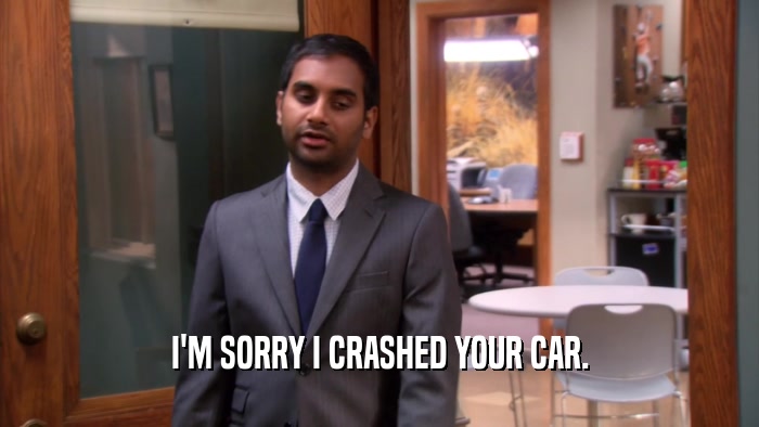 I'M SORRY I CRASHED YOUR CAR.  