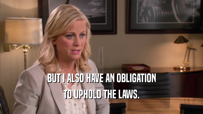 BUT I ALSO HAVE AN OBLIGATION TO UPHOLD THE LAWS. 