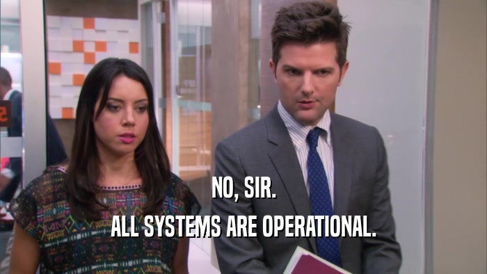 NO, SIR. ALL SYSTEMS ARE OPERATIONAL. 