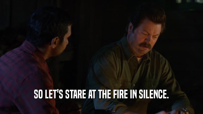 SO LET'S STARE AT THE FIRE IN SILENCE.  