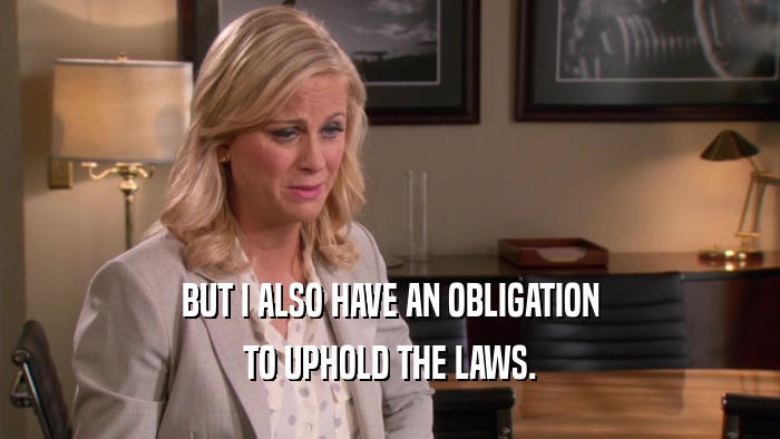 BUT I ALSO HAVE AN OBLIGATION TO UPHOLD THE LAWS. 