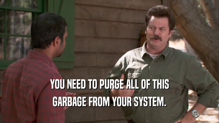 YOU NEED TO PURGE ALL OF THIS GARBAGE FROM YOUR SYSTEM. 