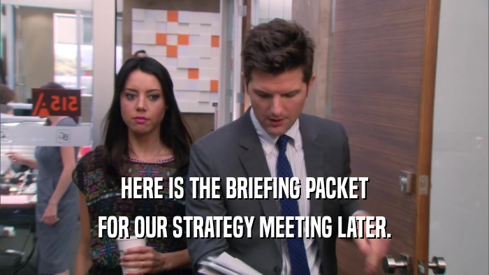 HERE IS THE BRIEFING PACKET FOR OUR STRATEGY MEETING LATER. 