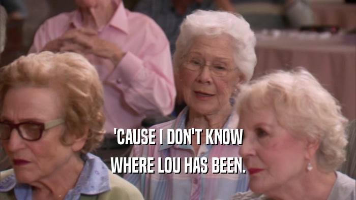 'CAUSE I DON'T KNOW WHERE LOU HAS BEEN. 
