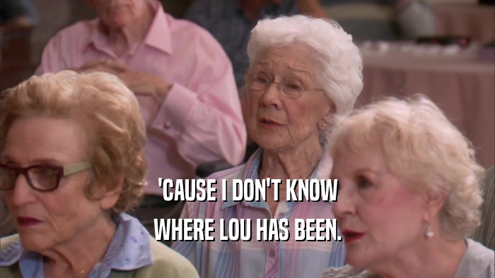 'CAUSE I DON'T KNOW WHERE LOU HAS BEEN. 