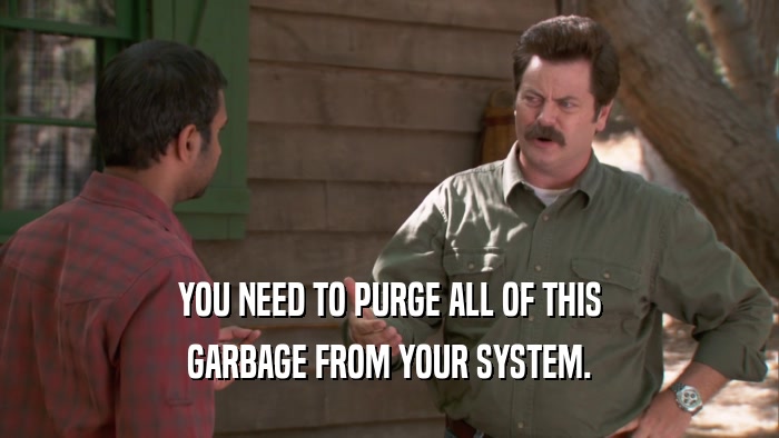 YOU NEED TO PURGE ALL OF THIS GARBAGE FROM YOUR SYSTEM. 