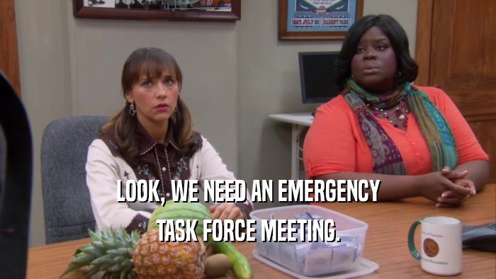 LOOK, WE NEED AN EMERGENCY TASK FORCE MEETING. 