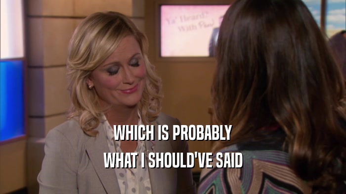 WHICH IS PROBABLY WHAT I SHOULD'VE SAID 