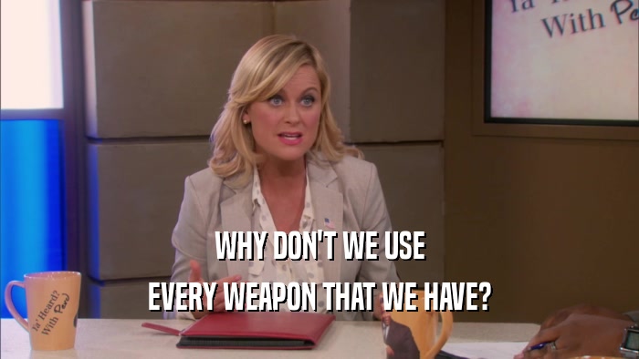 WHY DON'T WE USE EVERY WEAPON THAT WE HAVE? 