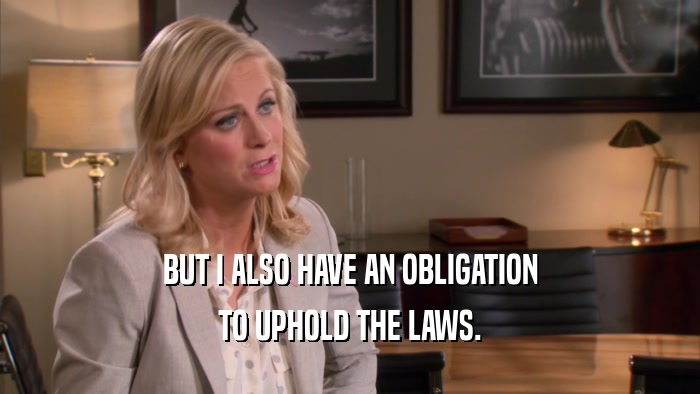BUT I ALSO HAVE AN OBLIGATION TO UPHOLD THE LAWS. 