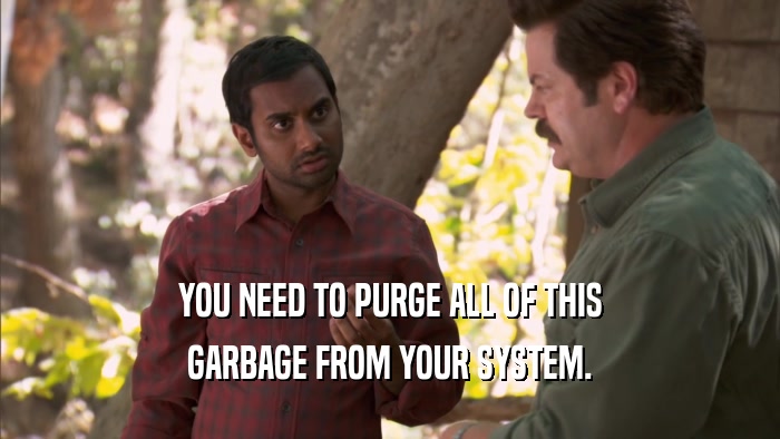 YOU NEED TO PURGE ALL OF THIS GARBAGE FROM YOUR SYSTEM. 