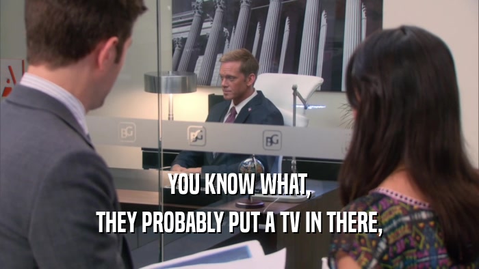 YOU KNOW WHAT, THEY PROBABLY PUT A TV IN THERE, 