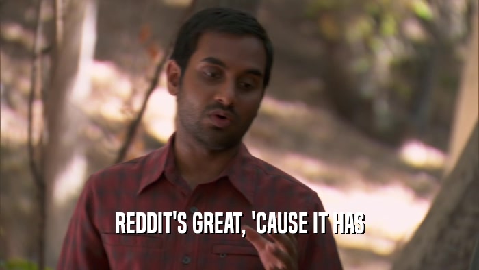 REDDIT'S GREAT, 'CAUSE IT HAS  