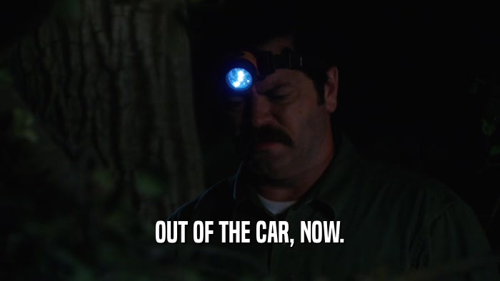OUT OF THE CAR, NOW.  