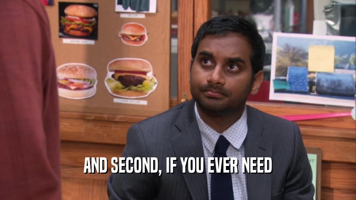 AND SECOND, IF YOU EVER NEED  