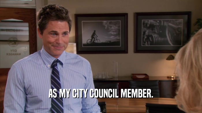 AS MY CITY COUNCIL MEMBER.  