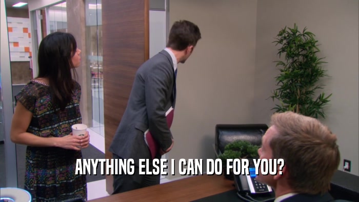 ANYTHING ELSE I CAN DO FOR YOU?  