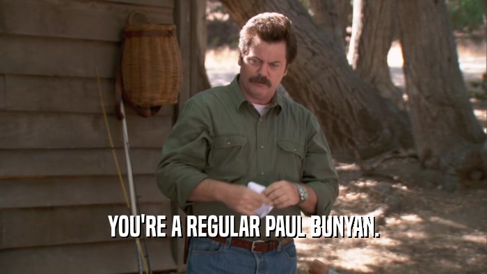 YOU'RE A REGULAR PAUL BUNYAN.
  