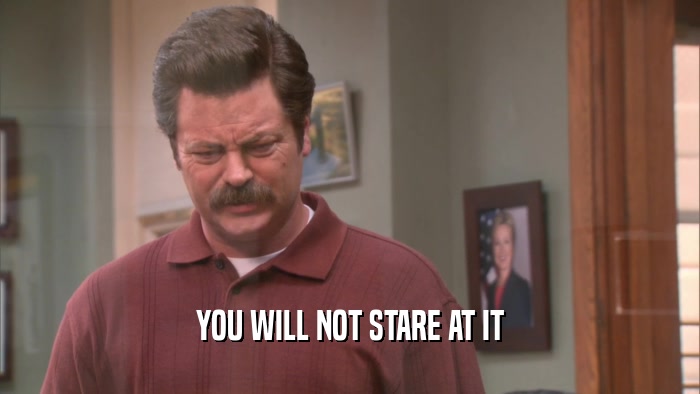 YOU WILL NOT STARE AT IT  