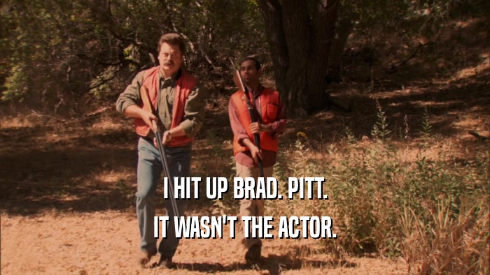 I HIT UP BRAD. PITT. IT WASN'T THE ACTOR. 