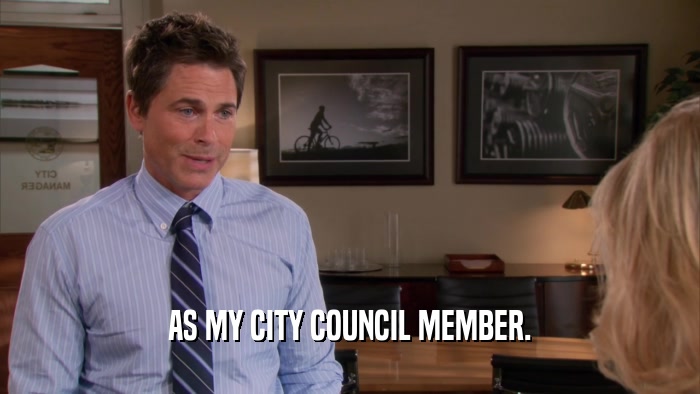 AS MY CITY COUNCIL MEMBER.  
